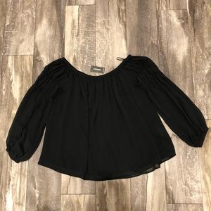 NWT Express Black Crop Top Sheer Blouse XS
